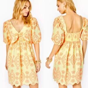 Lilly Pulitzer Sarafina Eyelet Babydoll
Dress Calla Yellow Gingham NWT Size 16